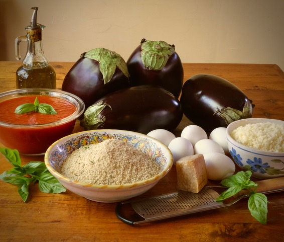 Eggplant Parmesan ingredients for authentic Italian recipe
