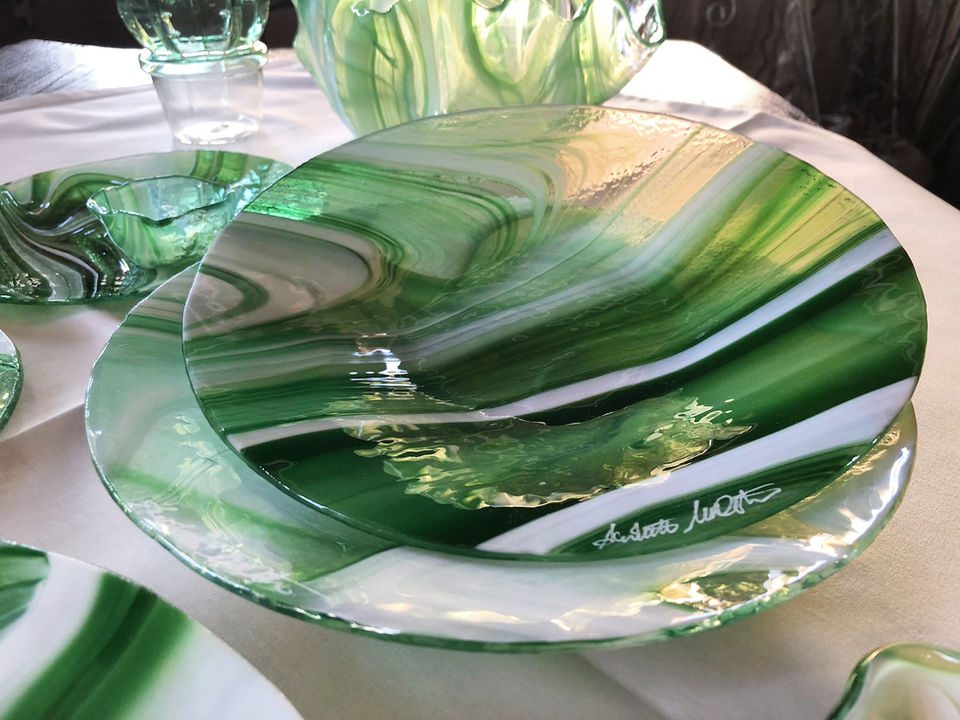 Green Murano Glass Tableware