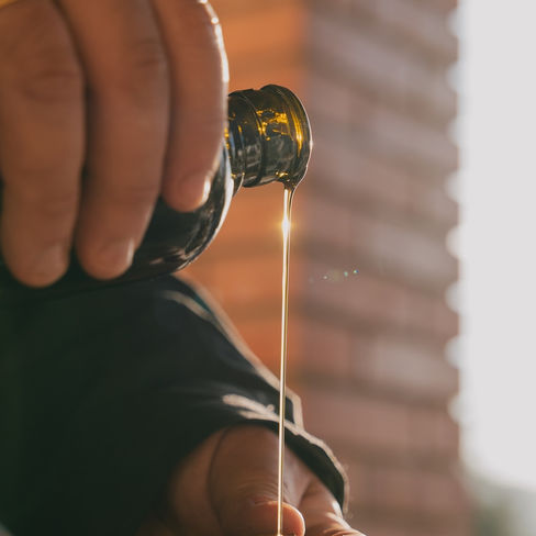 Pouring the beautiful Querciamatta Organic Olive Oil