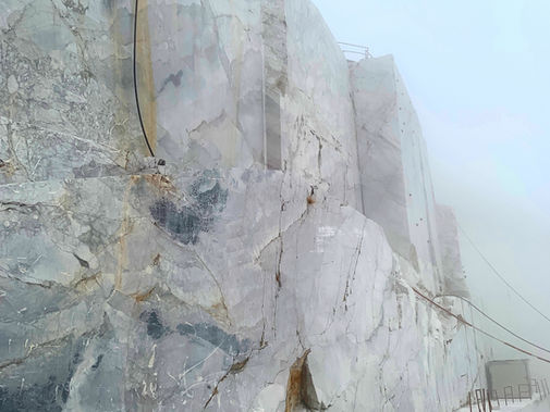 Marble Quarry Walls on a Foggy Morning in Carrara Italy