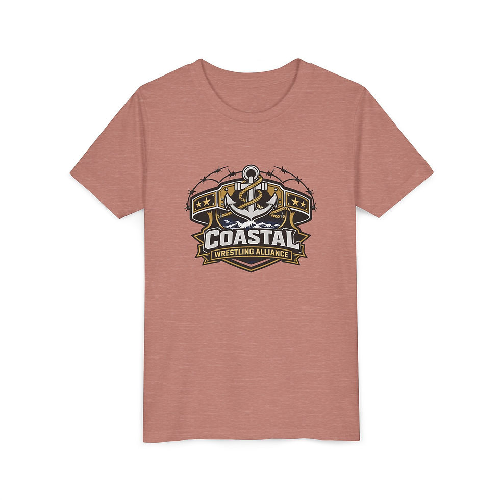 Thumbnail: Coastal Wrestling Alliance Youth Tee — Anchor Logo Kids Short Sleeve Shirt