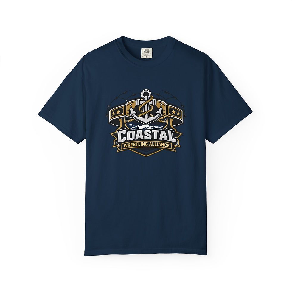 Thumbnail: Coastal Wrestling Alliance Anchor Logo T-shirt | Built on Passion Coastal Strong