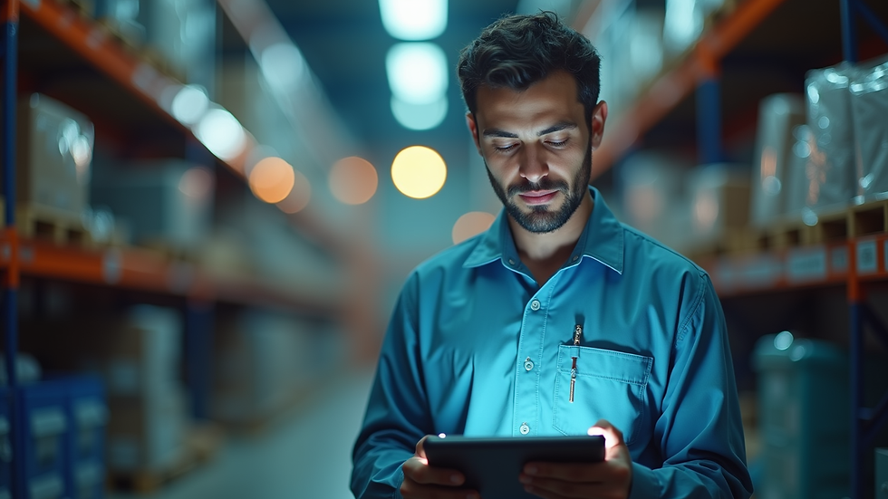 Vista frontale di un ingegnere che controlla un progetto su un tablet in cantiere