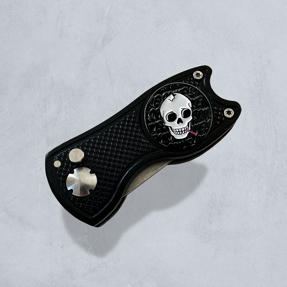 Thumbnail: Spike Golf Cracked Black magnetic golf ball marker with divot repair tool
