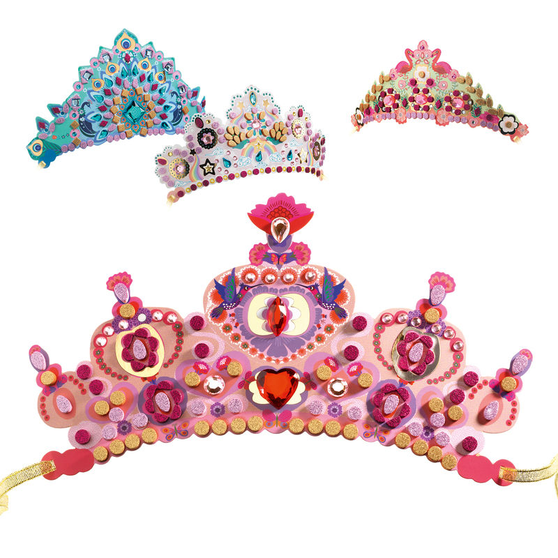 Thumbnail: Djeco - Do It Yourself - Like A Princess Tiaras Mosaic Stickers Craft Kit