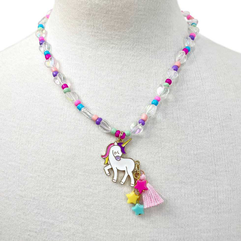 Thumbnail: Pink Poppy Unicorn Necklace & Bracelet
