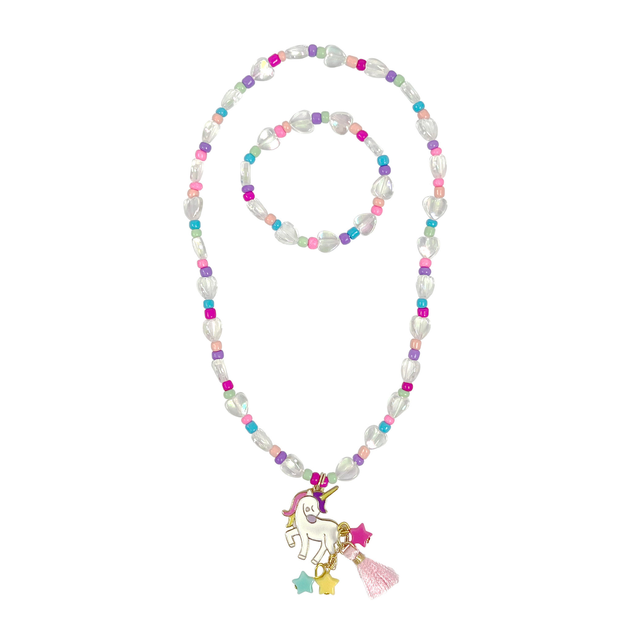 Pink Poppy Unicorn Necklace & Bracelet