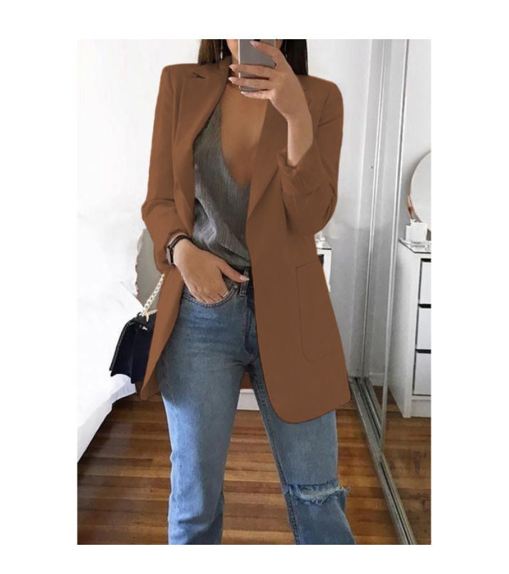 Thumbnail: European and American Fashion Casual Suit Polo Neck Slim Fit Cardigan Temperamen