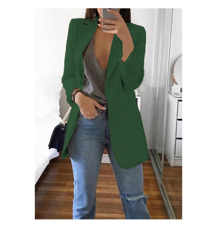 Thumbnail: European and American Fashion Casual Suit Polo Neck Slim Fit Cardigan Temperamen
