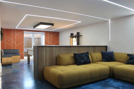 bespoke seating in modern basement
