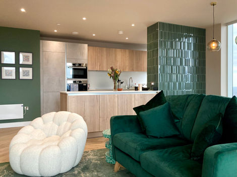 modern city centre open-plan kitchen and living area