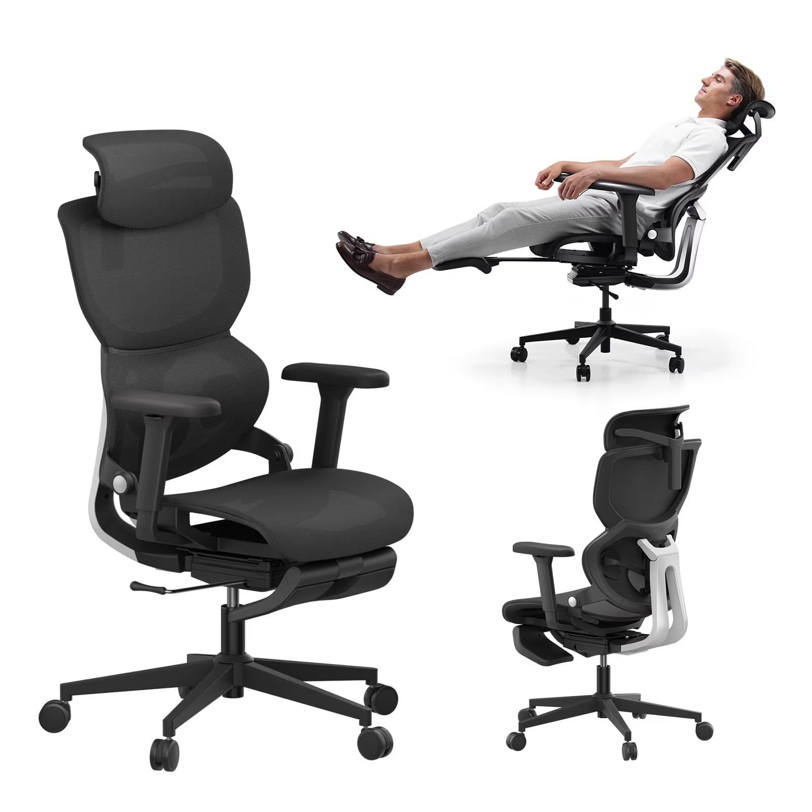 Ergonomic Office Chair With Footrest Home Office Chair With Soft Rubber Lumbar S