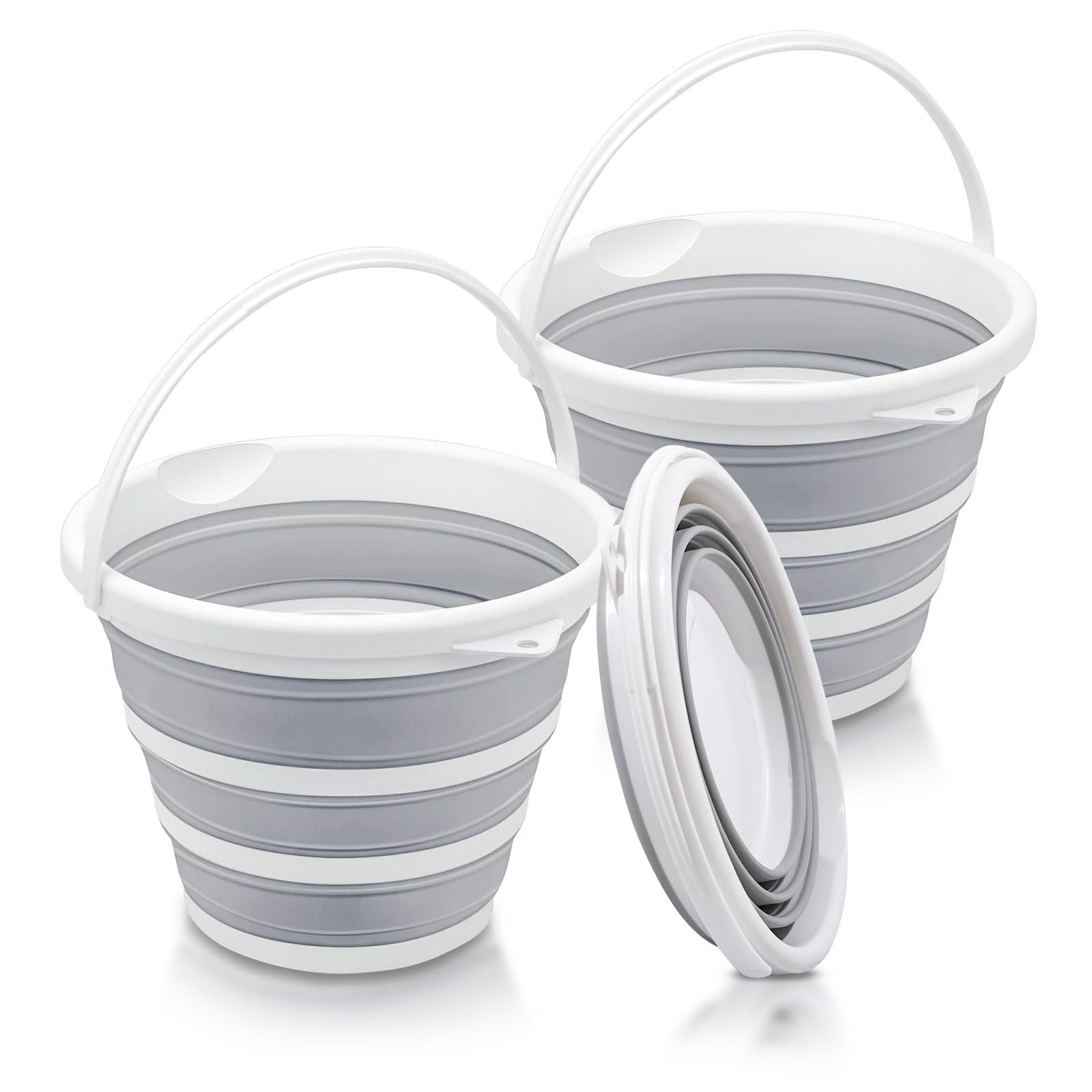 2-Pack Collapsible Buckets - 2.6 Gallon (10L) Large Capacity Essential for RV Ga