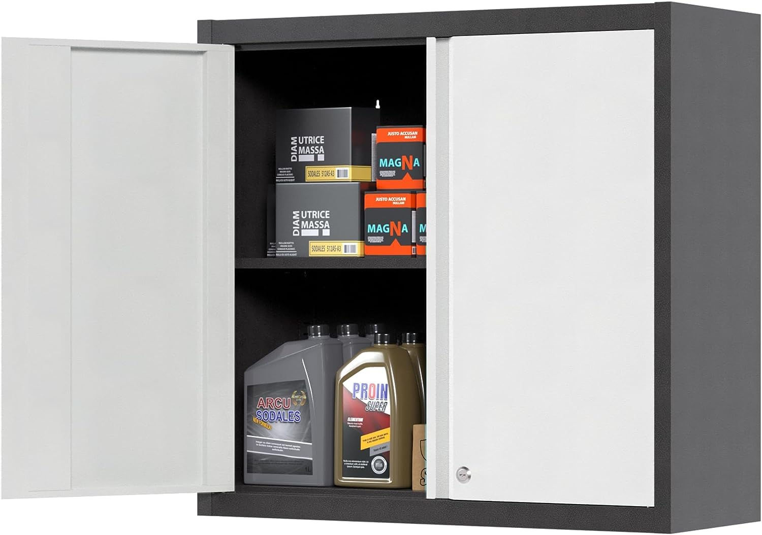 SUXXAN Metal Wall Cabinets for Storage with LockSteel Garage Hanging Cabinet wit