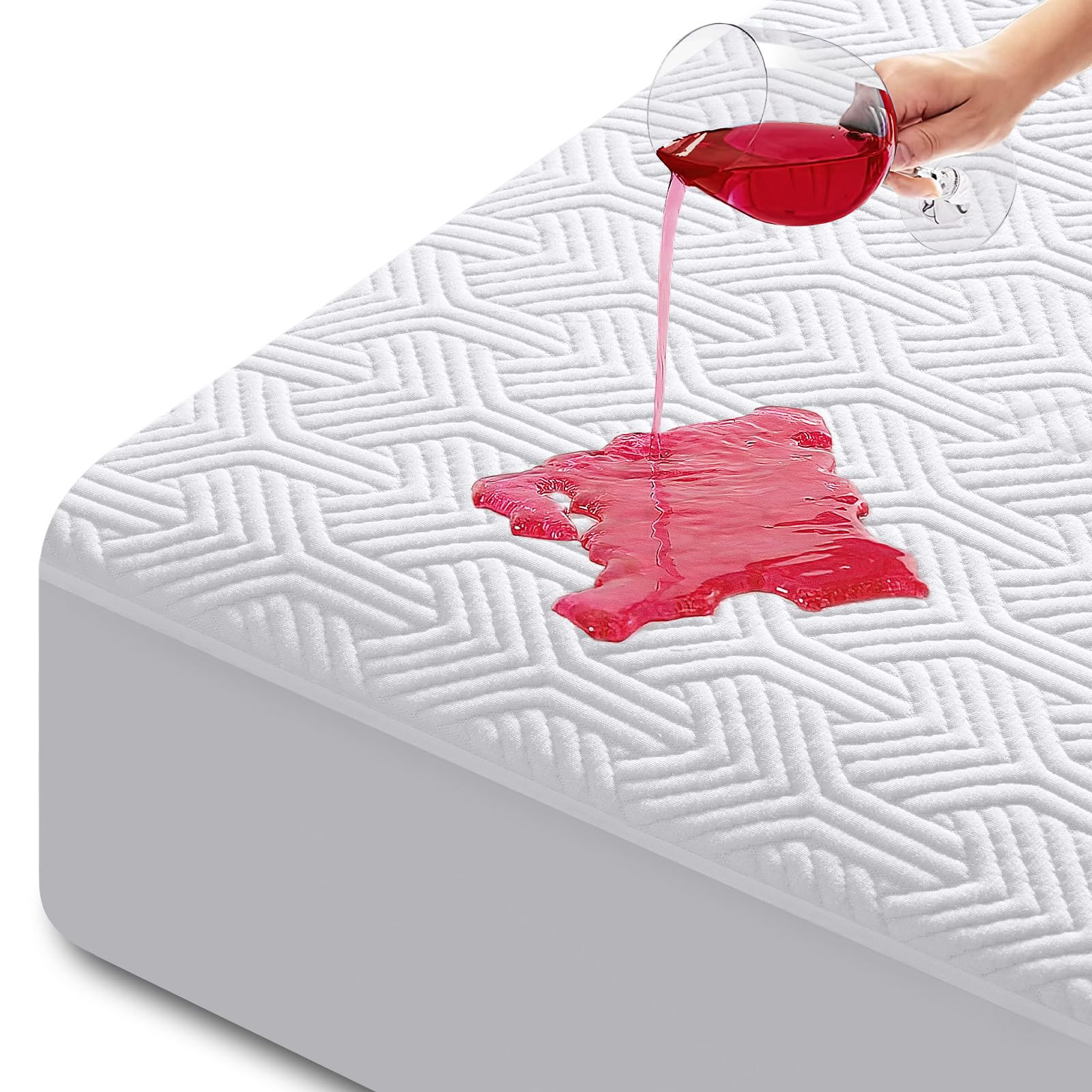 HYLEORY King Size Waterproof Mattress Protector Viscose Made from Bamboo Cooling