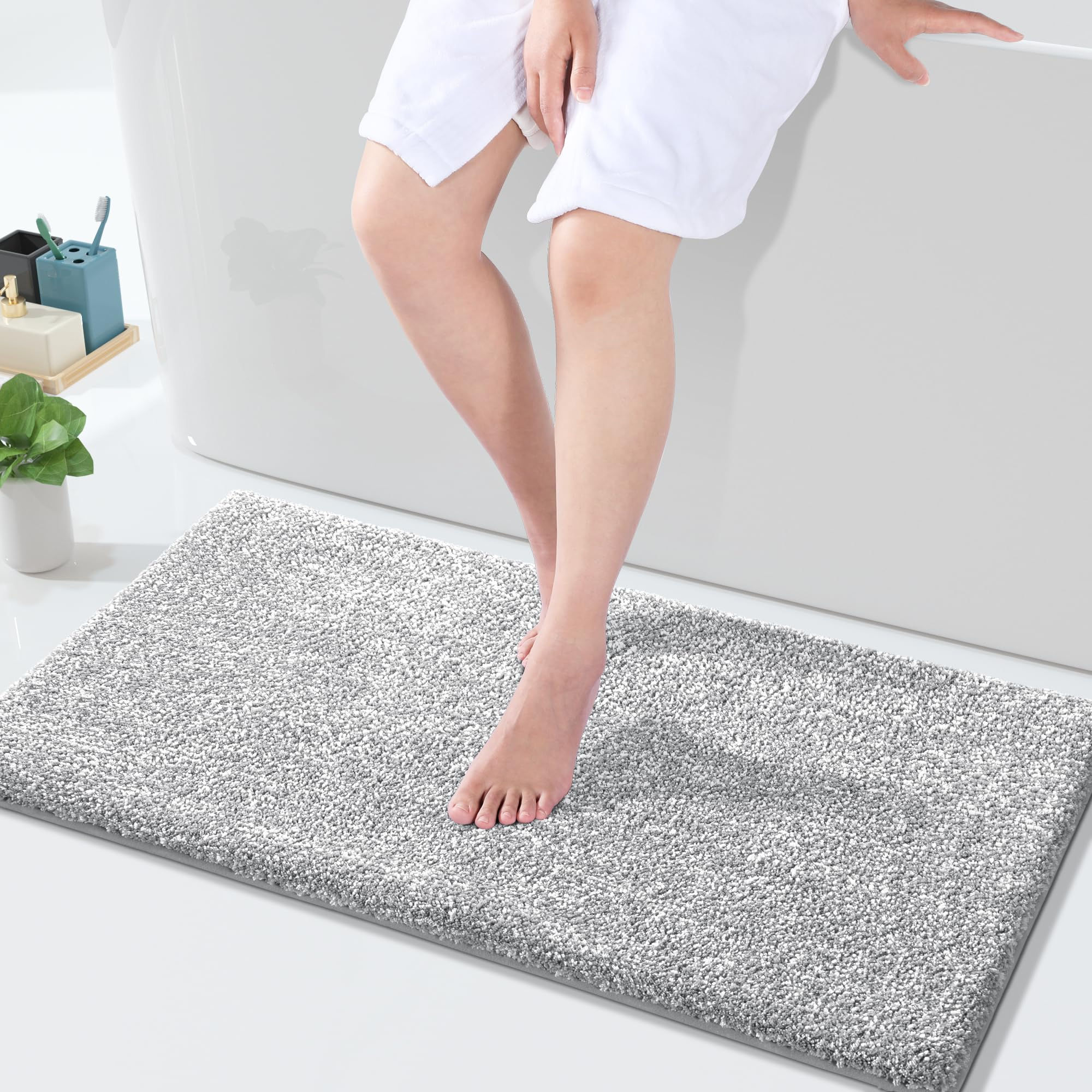 Yimobra Bathroom Rugs Mat Extra Soft Comfortable Bath Rugs Non-Slip Water Absorb