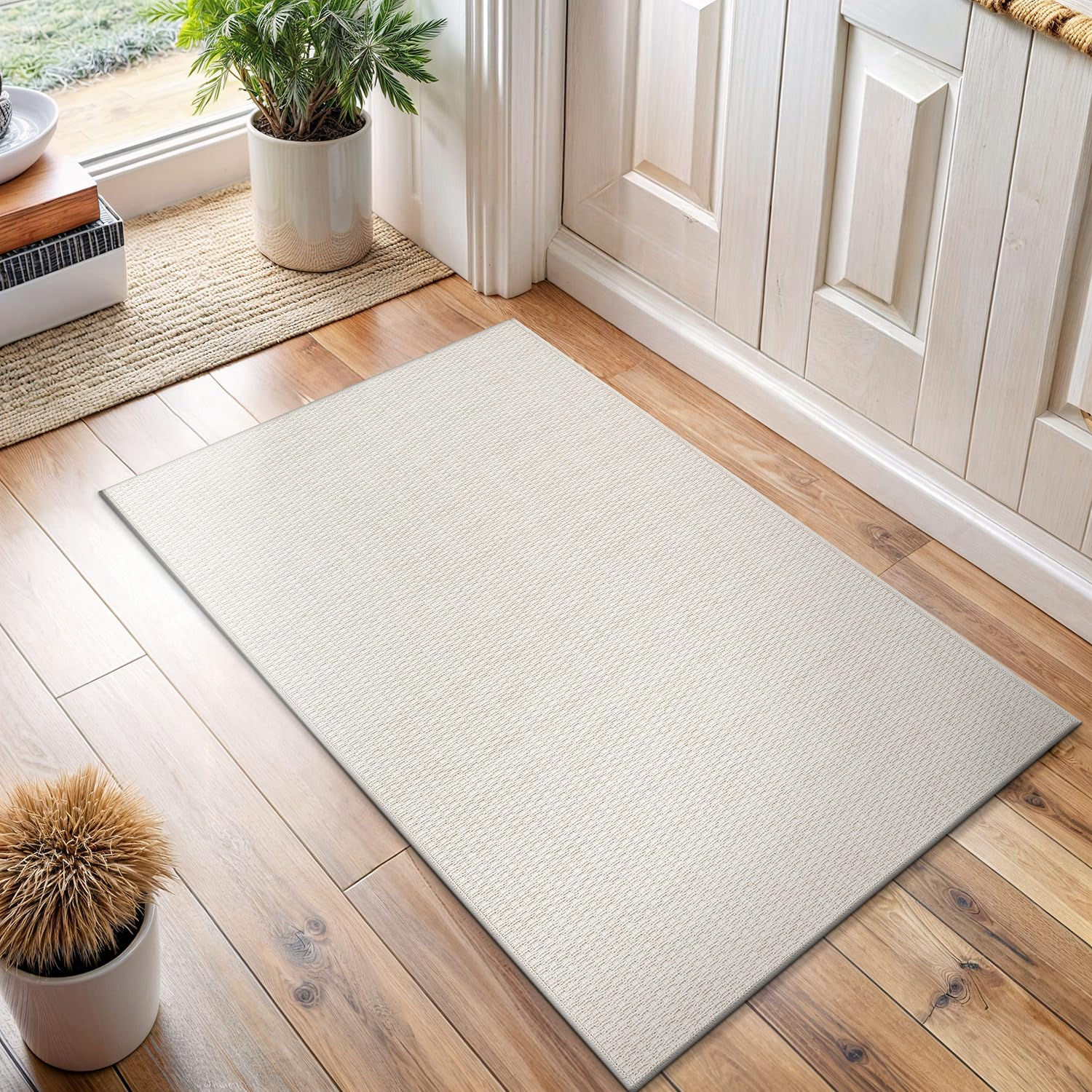 LuuL Home Easy Jute Rugs 2x3 White Color Living Room Indoor Outdoor Door Mat for