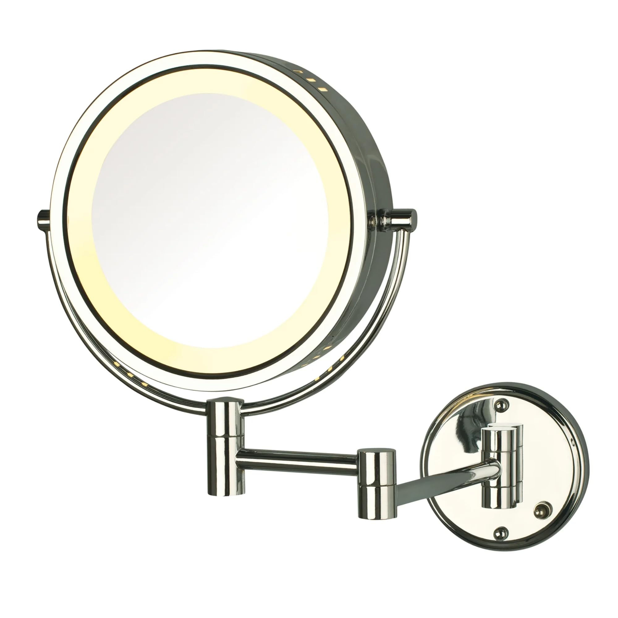 JERDON Wall-Mounted Makeup Mirror with LED Lighting - Direct Wire Lighted Makeup