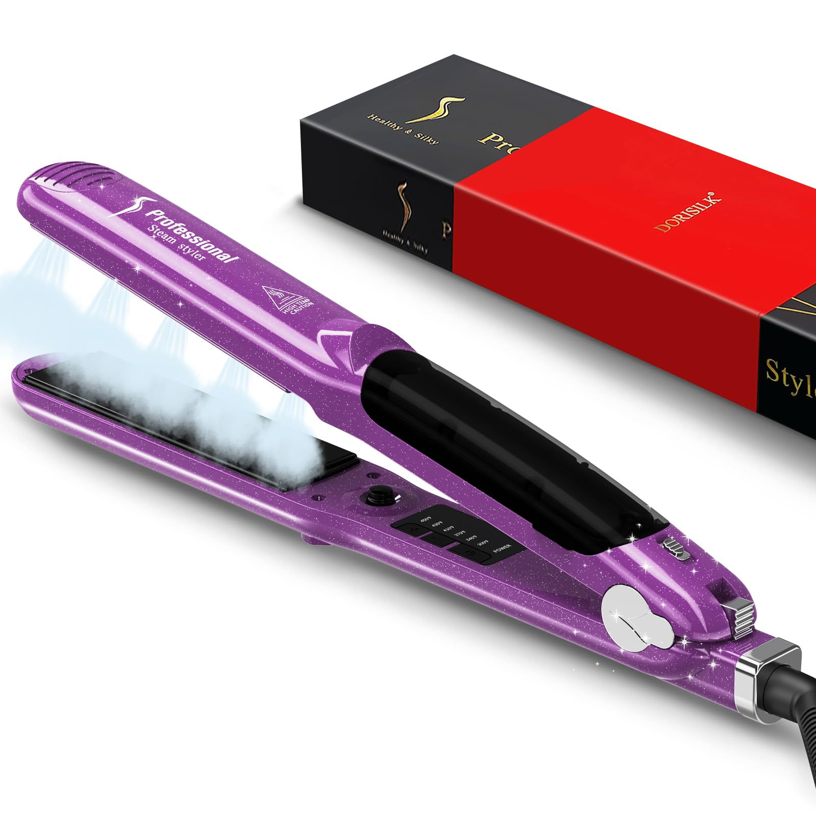 DORISILK 2.0 Upgraded Steam Hair Straightener and Curler Ceramic 1 Inch Professi