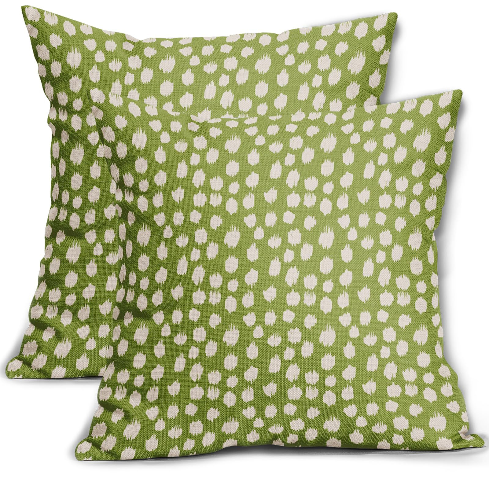 Sweetshow Lime Green Cream Dots Pillow Covers 18x18 Set of 2 Boho Design Polka D