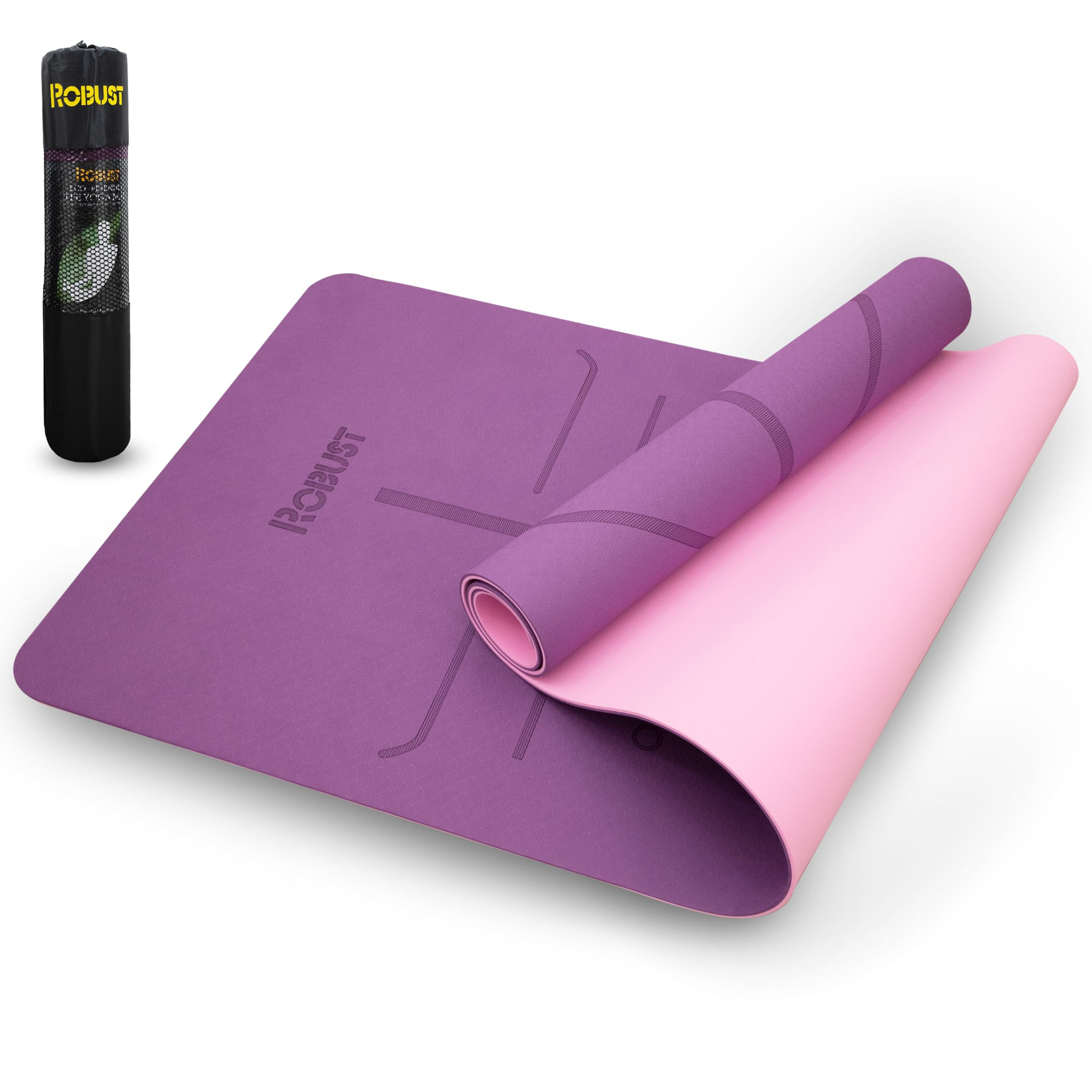 Robust Non-Slip Yoga Mat with Strap TPE Eco-Friendly Workout Mat for Yoga with P