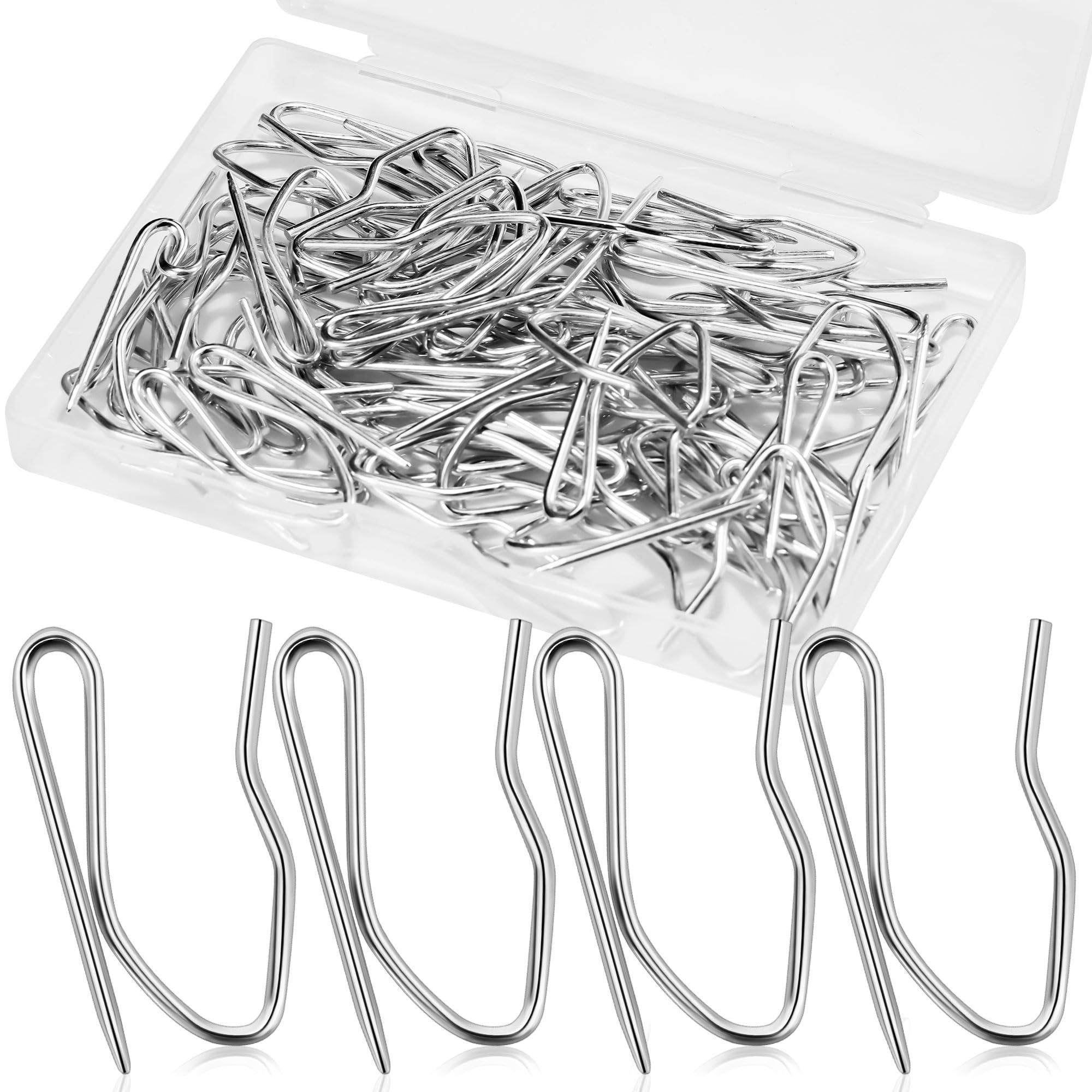 Junreox 58PCS Curtain Hooks for Drapes Premium Rustproof Drapery Hooks Pins for 