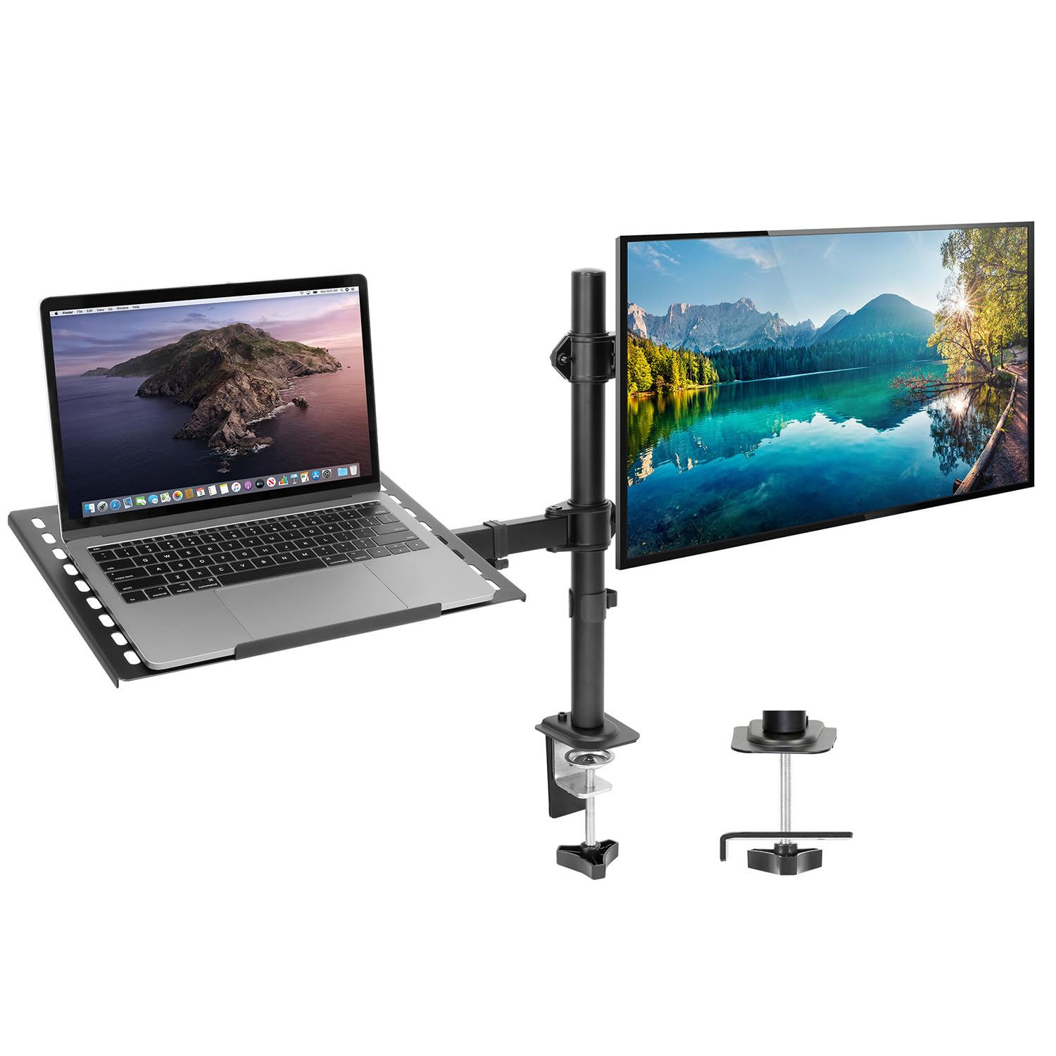 Mount-It! Laptop Desk Mount with Monitor Arm Dual Laptop and Monitor Stand Fully