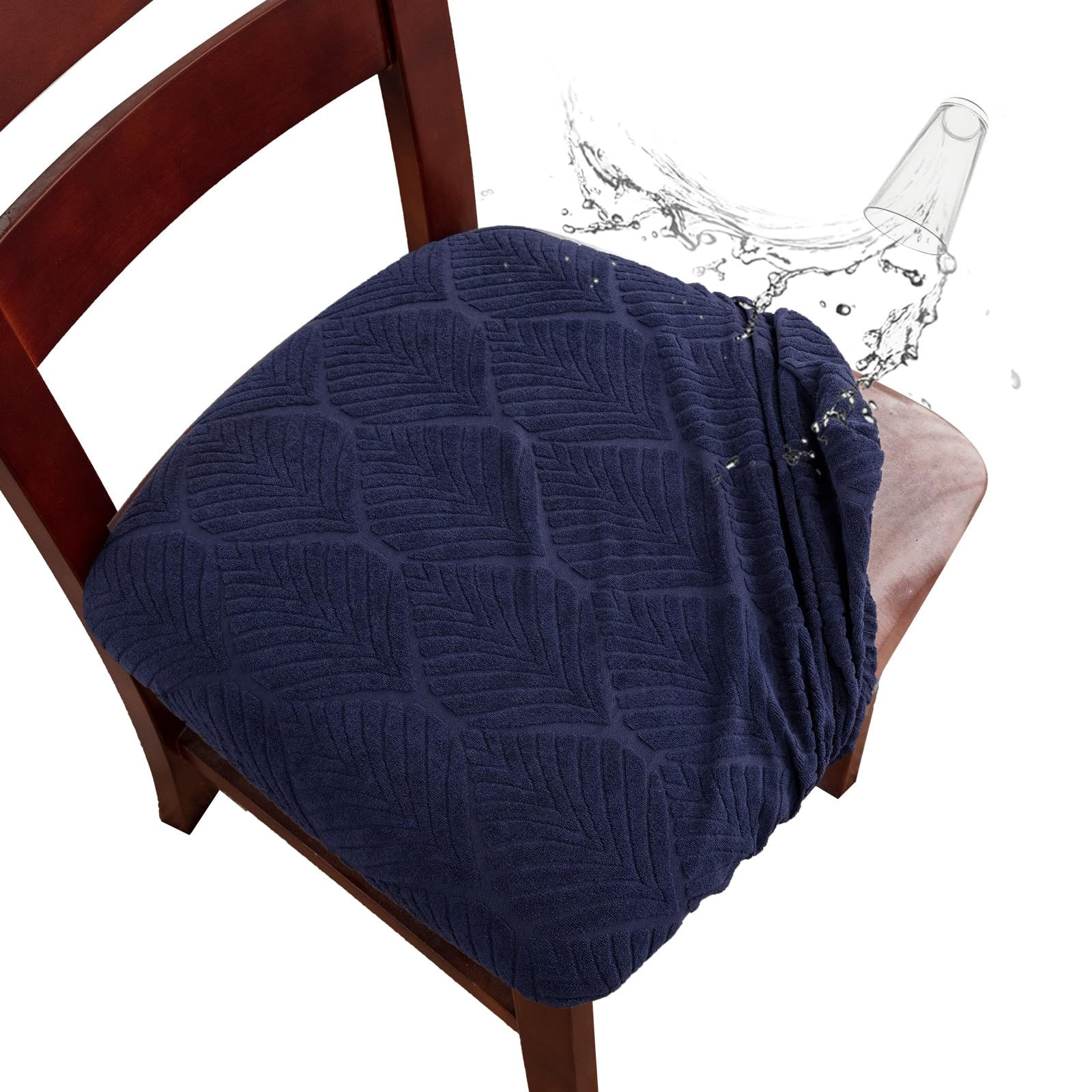 Genina Waterproof Dining Room Chair Cover Set of 4 Stretch Jacquard Seat Covers