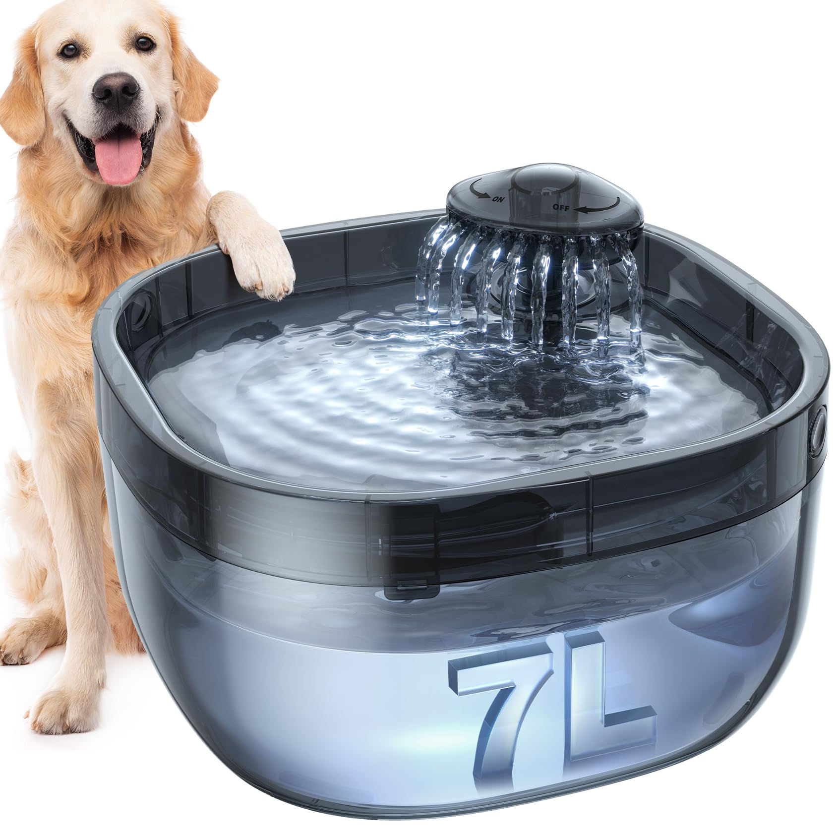 7L/1.8Gal Dog Water Fountain for Large Dog FEELNEEDY Dog Water Bowl Dispenser Pe