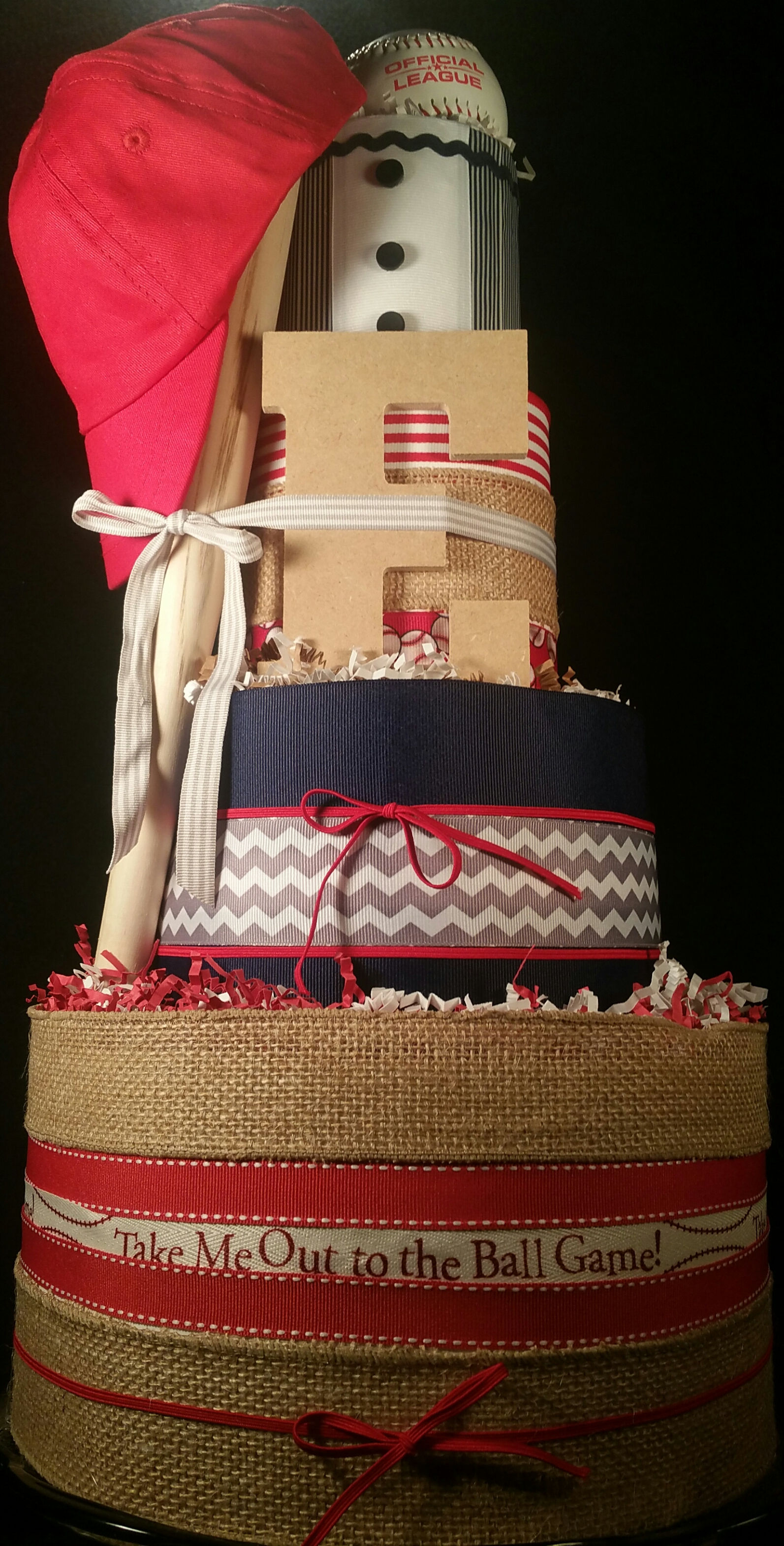 4 Tier Little League Baseball DIAPER CAKE