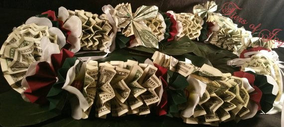 Red and Green Money Lei