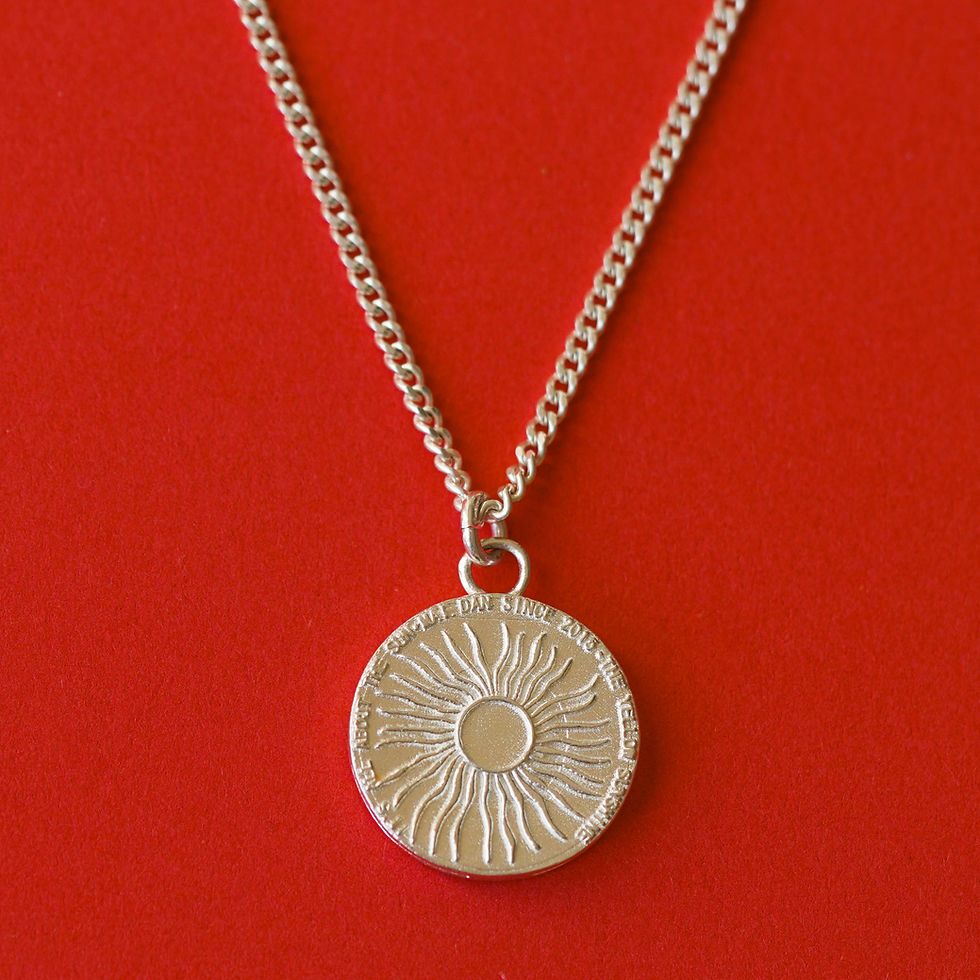 SUN COIN - שרשרת כסף 925 גורמט תליון שמש מטבע 