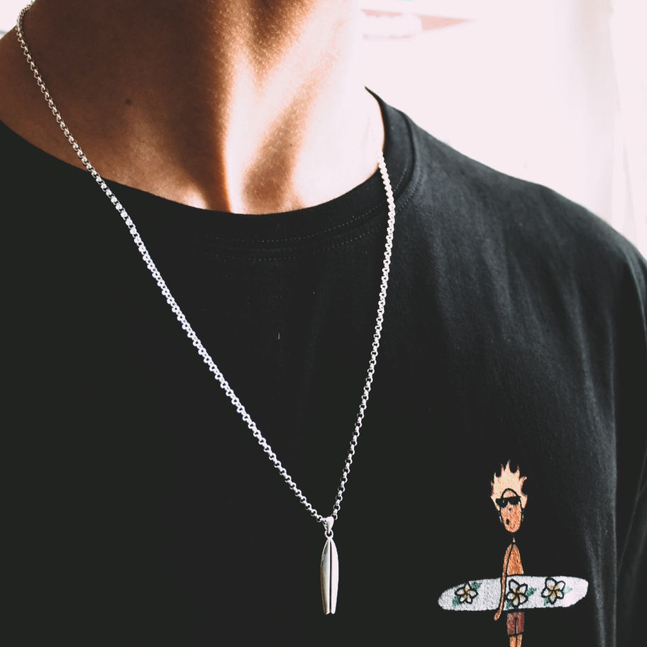 שרשרת חוליות כסף 925 תליון גלשן