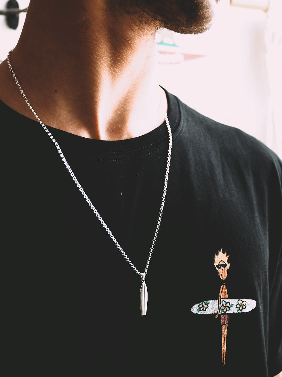 שרשרת חוליות כסף 925 תליון גלשן