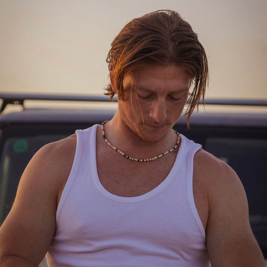 שרשרת אבני חן חום לבן כתמתם