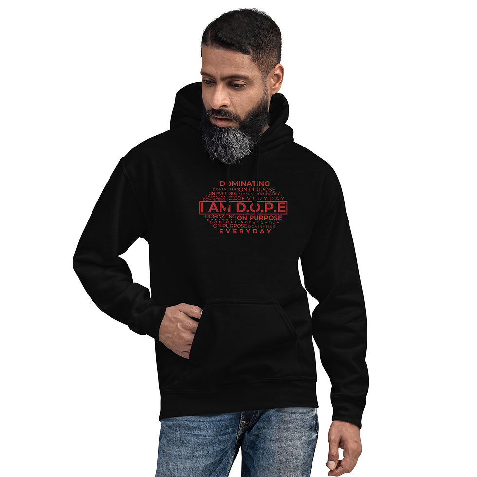 Miniatura: Unisex I AM D.O.P.E Hoodie (Flat Embroidery - RED) 