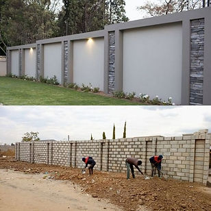 Finished concrete blocks wall
