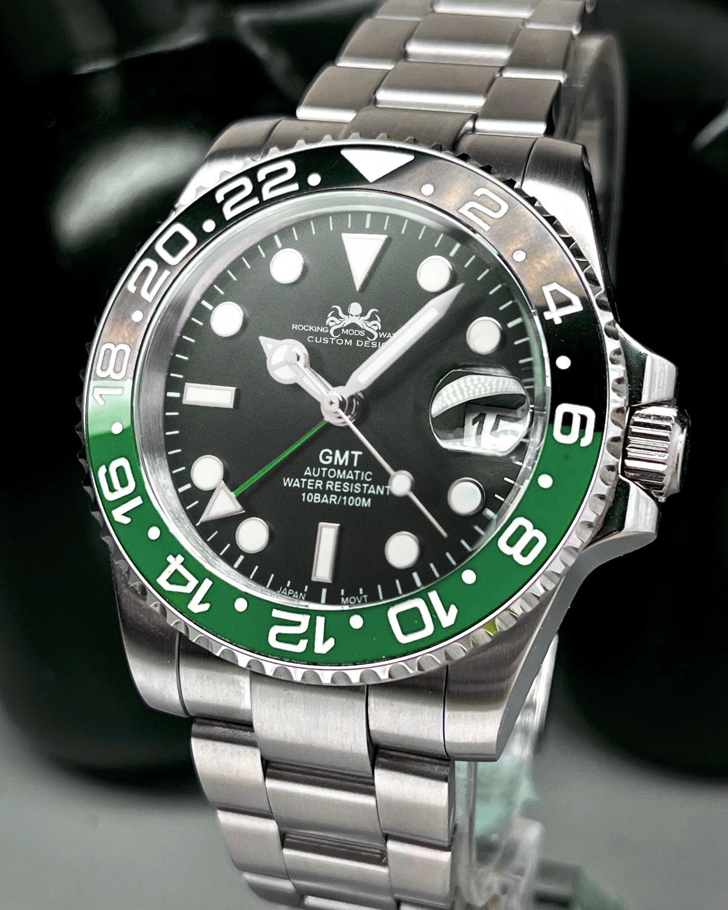 NEW!! Green Black 'Sprite' GMT 40mm NH34A 200m WR Watch