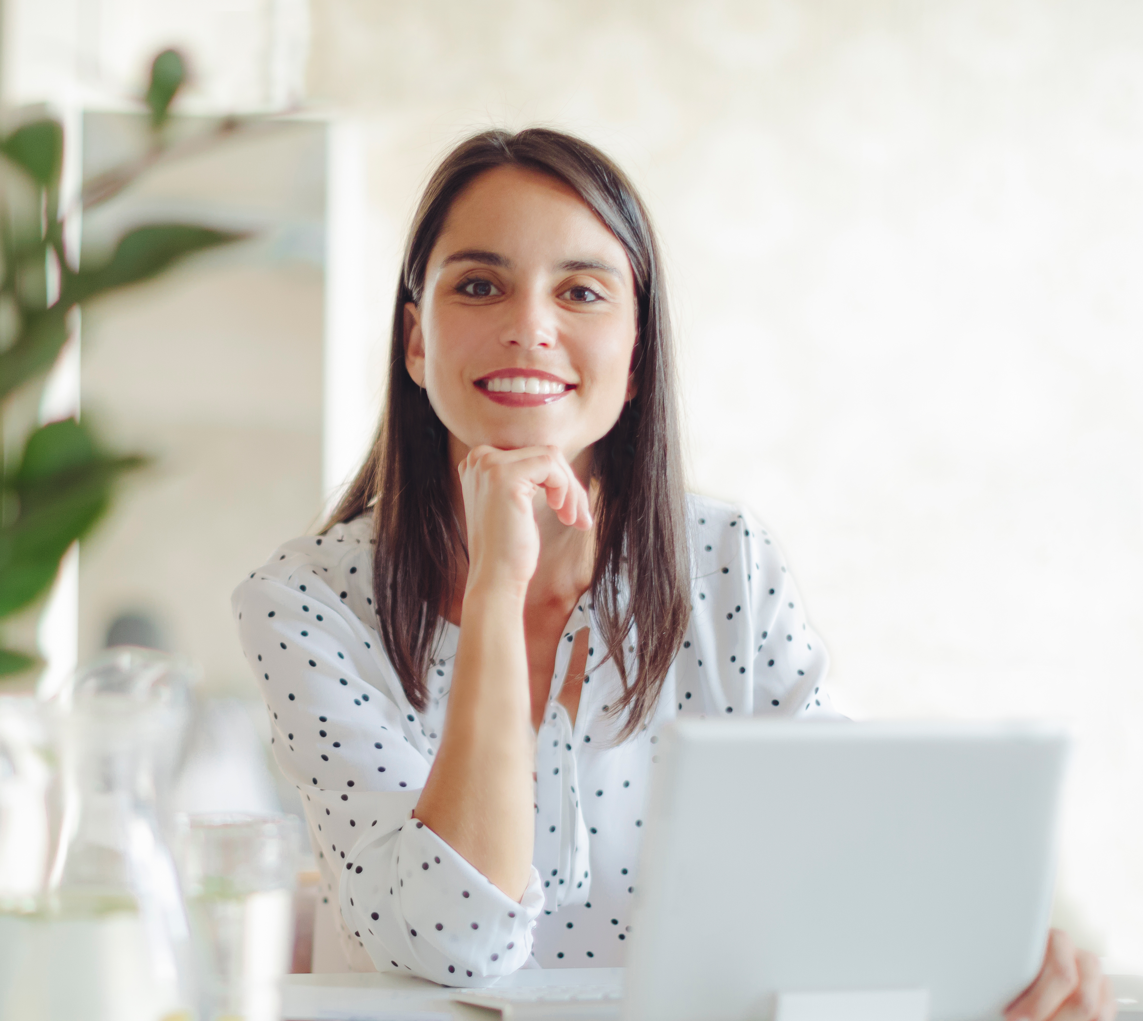Smiling Woman Working