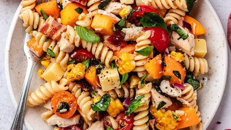 Peaches and Scream Pasta Salad: The Hot Honey Party Dish Everyone Will Be Talking About