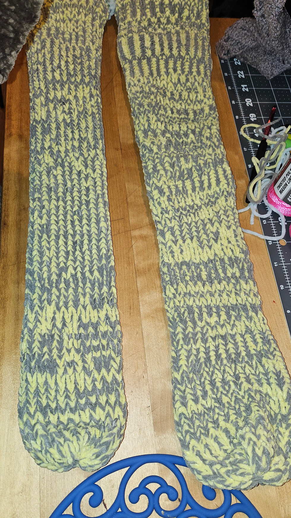 Thumbnail: Hand crochet Chenile knee-hi Socks