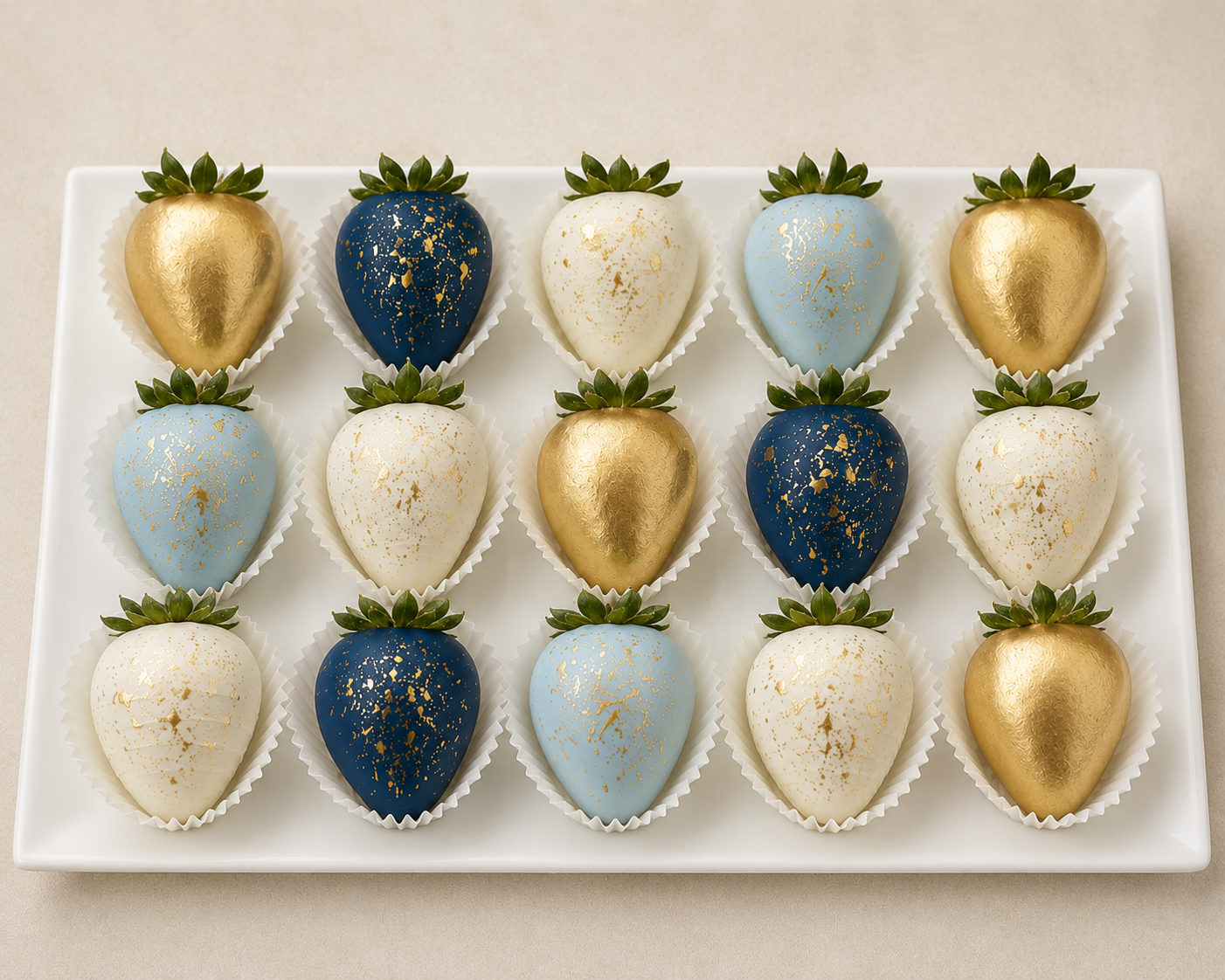 navy gold chocolate strawberries luxury