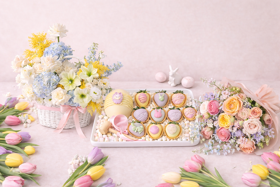 easter spring chocolates & flowers