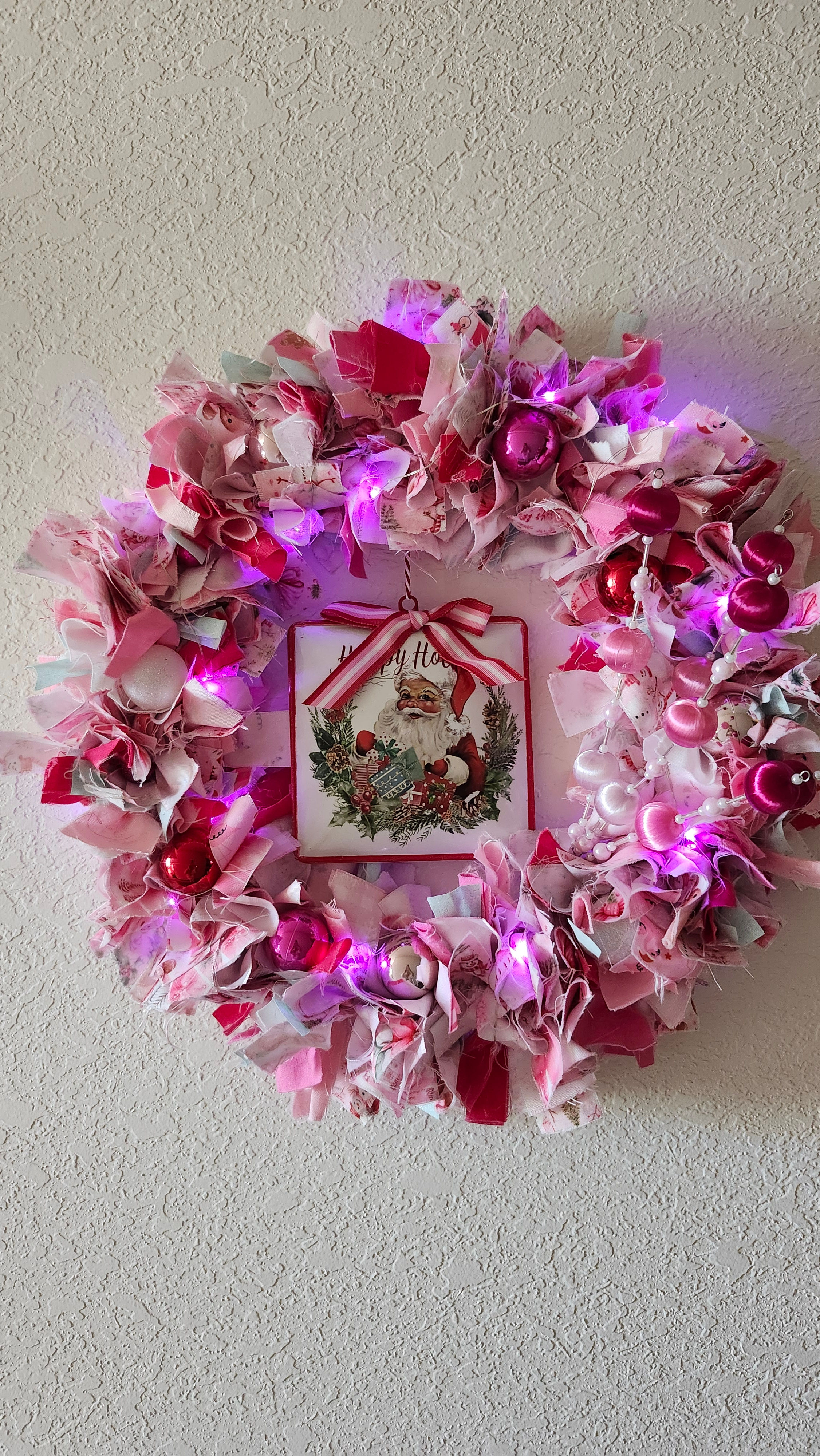 Rag Wreath 12" with Lights