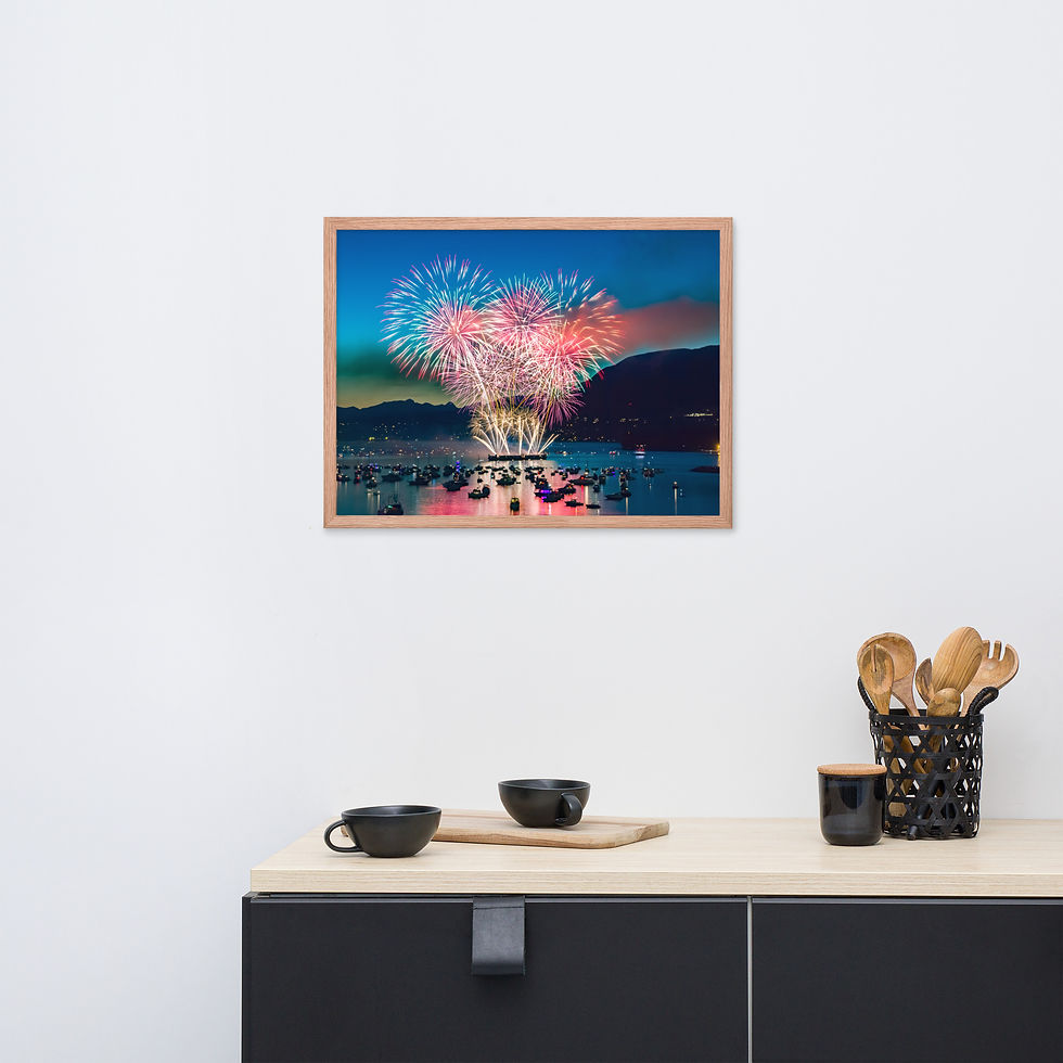 Thumbnail: Framed poster - Fireworks - Celebration of Light Festival - Vancouver, Canada