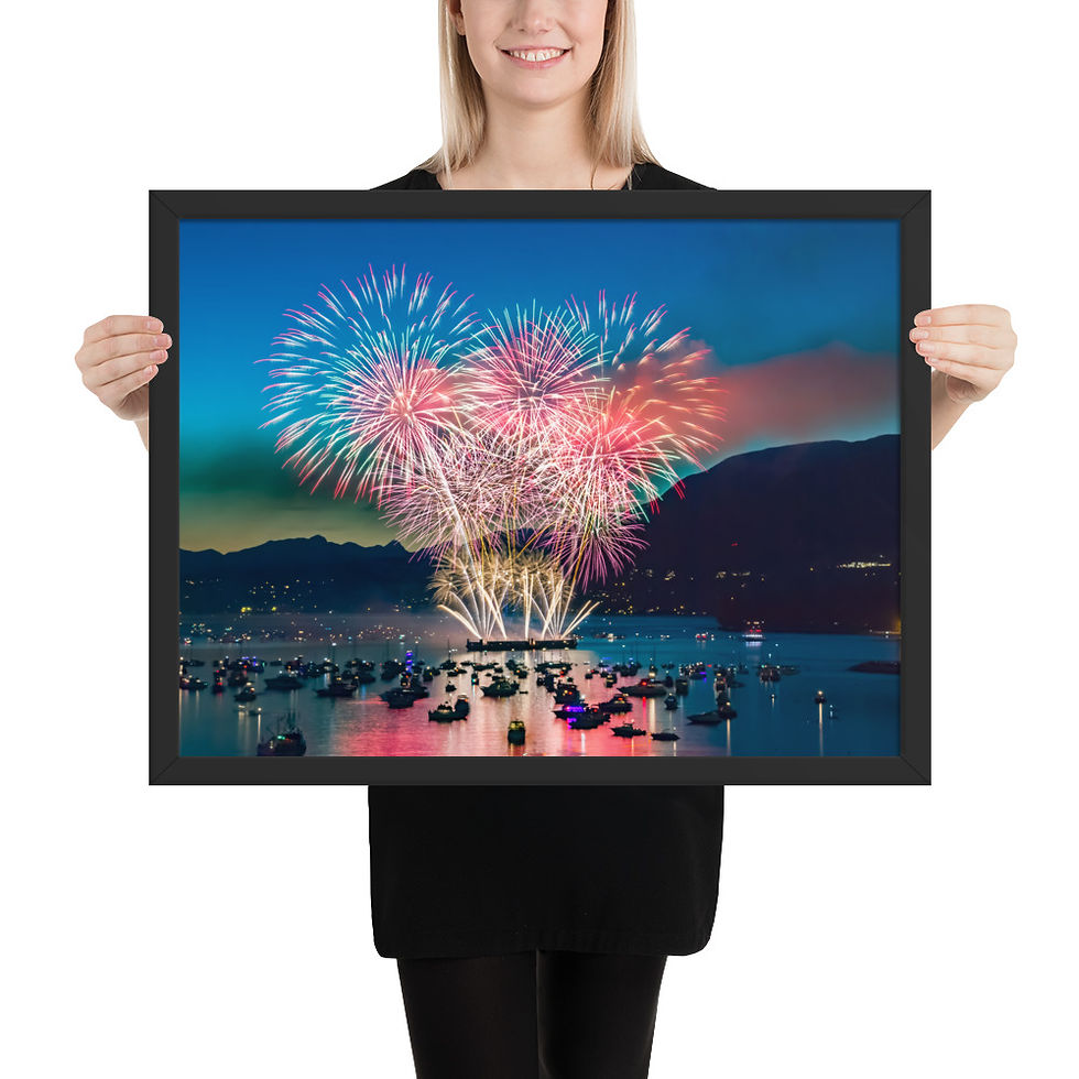 Thumbnail: Framed poster - Fireworks - Celebration of Light Festival - Vancouver, Canada