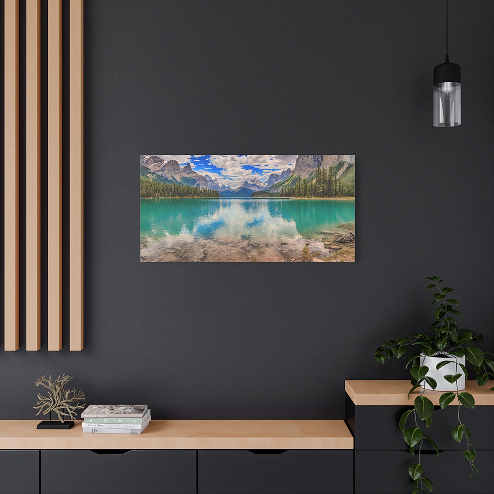 Thumbnail: Canvas Print - Maligne Lake Spirit Island Jasper National Park Panoramic View