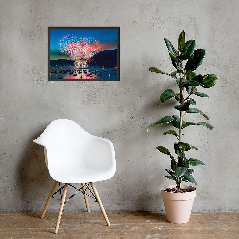 Thumbnail: Framed poster - Fireworks - Celebration of Light Festival - Vancouver, Canada