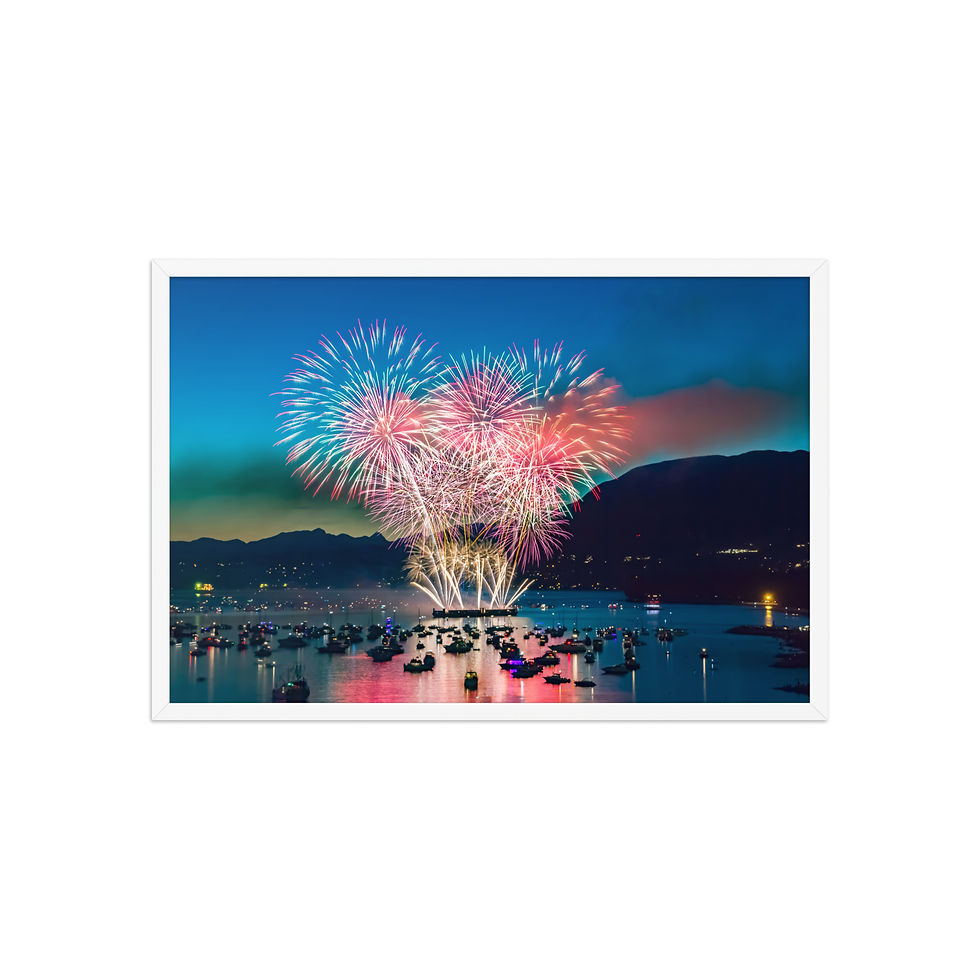 Thumbnail: Framed poster - Fireworks - Celebration of Light Festival - Vancouver, Canada