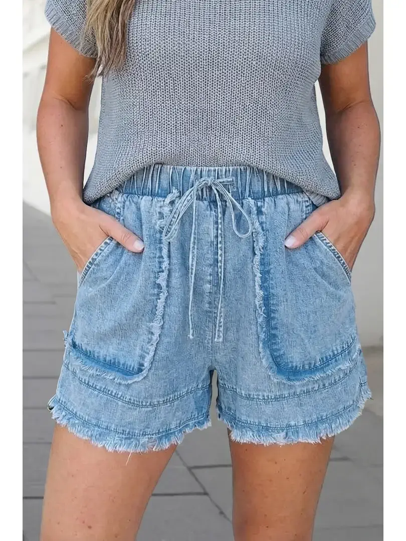 FRAYED EDGE DENIM SHORTS